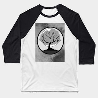 Monochrome Tree Design Baseball T-Shirt